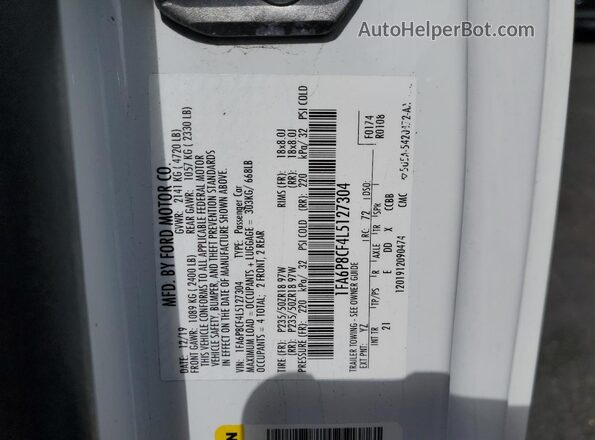 1FA6P8CF4L5127304 2020 FORD MUSTANG White Vista del compartimento del motor
