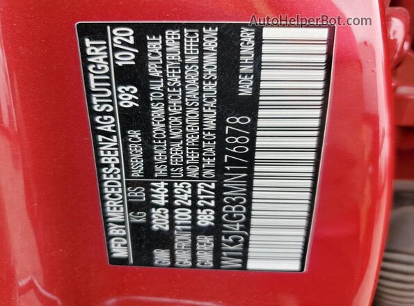 W1K5J4GB3MN176878 2021 MERCEDES-BENZ CLA-CLASS Красный 