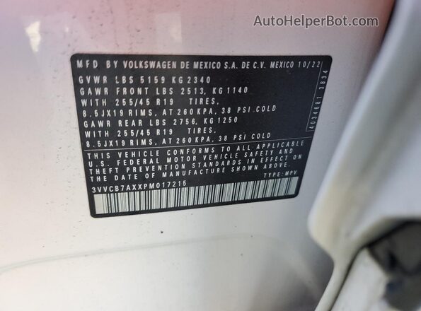 3VVCB7AXXPM017215 2023 VOLKSWAGEN TIGUAN Белый 