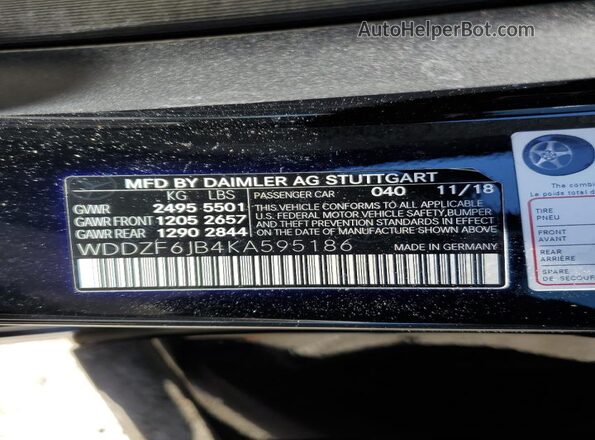 WDDZF6JB4KA595186 2019 MERCEDES-BENZ E Black ძრავის განყოფილების ხედი