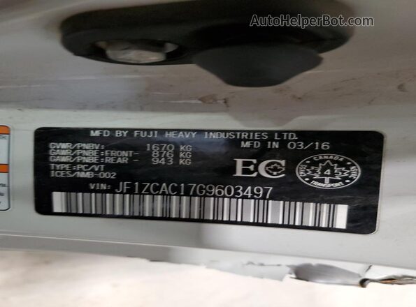 JF1ZCAC17G9603497 2016 SUBARU BRZ White Vista del compartimento del motor