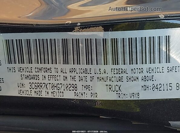 3C6RR7KT0HG710298 2017 RAM 1500 Черный Вид подкапотного пространства