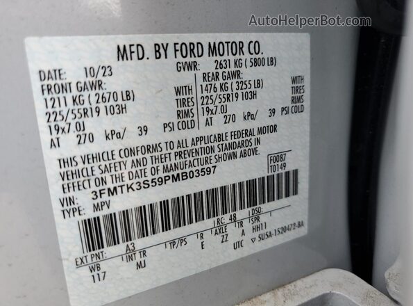 3FMTK3S59PMB03597 2023 FORD MUSTANG MACH-E PREMI White 