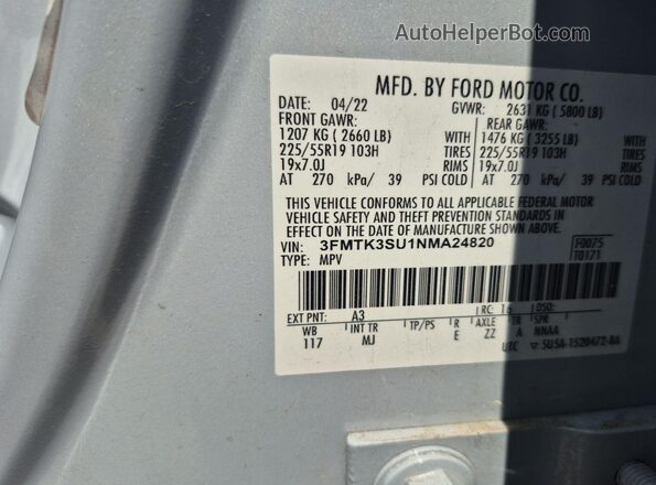3FMTK3SU1NMA24820 2022 FORD MUSTANG MACH-E PREMI  