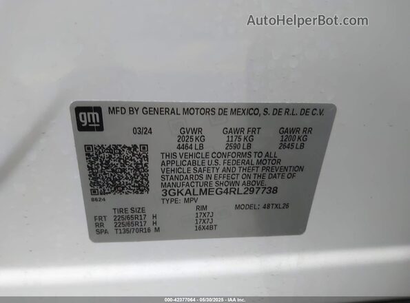 3GKALMEG4RL297738 2024 GMC TERRAIN White Widok komory silnika