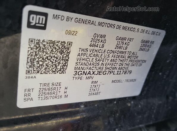 3GNAXJEG7PL117879 2023 CHEVROLET EQUINOX  Widok wnętrza 360 stopni