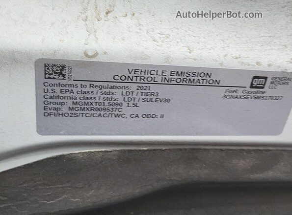 3GNAXSEV5MS170327 2021 CHEVROLET EQUINOX  
