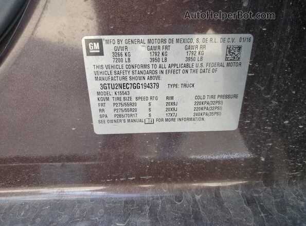 3GTU2NEC7GG194379 2016 GMC SIERRA Коричневый Вид подкапотного пространства