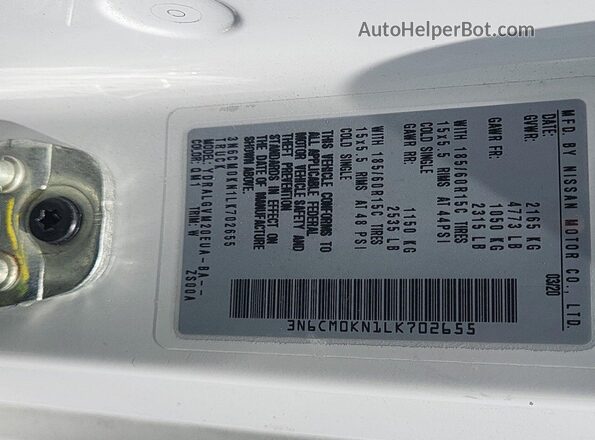 3N6CM0KN1LK702655 2020 NISSAN NV200  