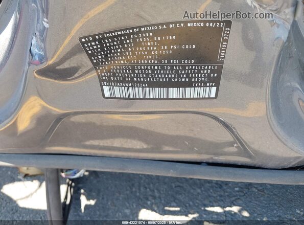 3VV1B7AX4NM123244 2022 VOLKSWAGEN TIGUAN Gray 