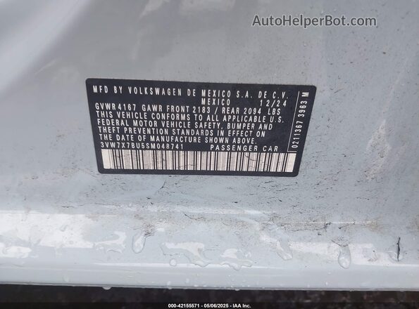 3VW7X7BU5SM048741 2025 VOLKSWAGEN JETTA Light Blue 