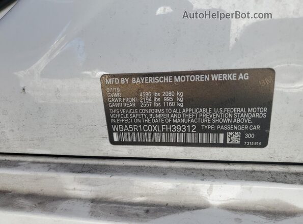 WBA5R1C0XLFH39312 2020 BMW 3 SERIES White Engine compartment view
