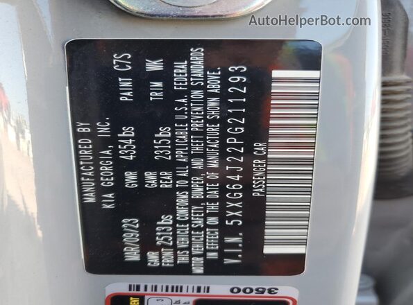 5XXG64J22PG211293 2023 KIA K5 Серый Вид подкапотного пространства
