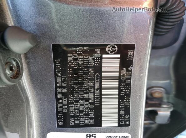 4T1C11BK7MU037734 2021 TOYOTA LE Серый Вид подкапотного пространства