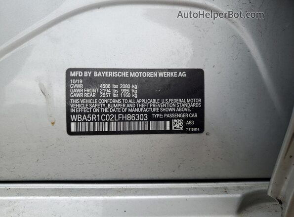 WBA5R1C02LFH86303 2020 BMW 3 SERIES Silver Engine compartment view
