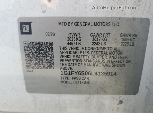 1G1FY6S06L4135914 2020 CHEVROLET BOLT White 