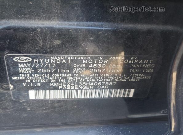 KMHE24L38HA067587 2017 HYUNDAI SONATA Черный Вид подкапотного пространства