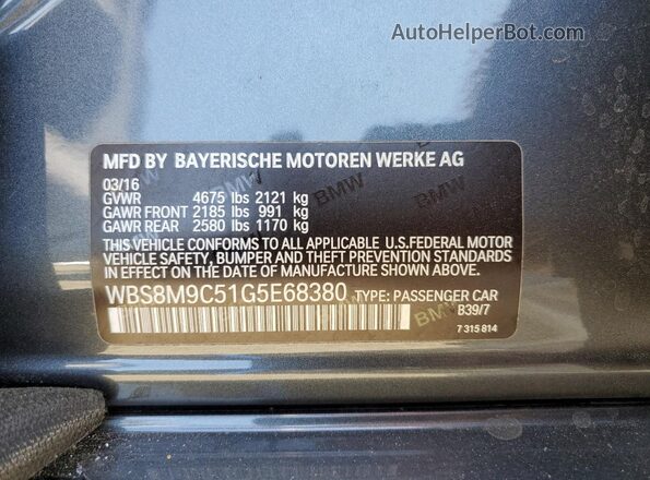 WBS8M9C51G5E68380 2016 BMW M3 Gray 