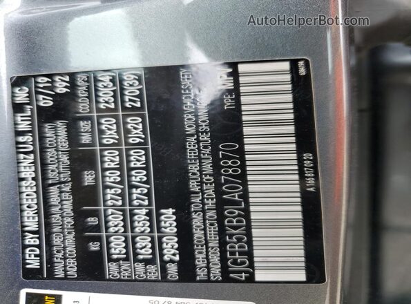 4JGFB5KB9LA078870 2020 MERCEDES-BENZ GLE Gray 