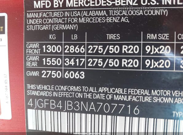 4JGFB4JB3NA707716 2022 MERCEDES-BENZ GLE 350 Red Շարժիչի բաժամունքի տեսք