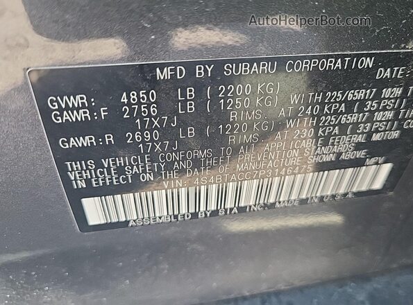 4S4BTACC7P3146475 2023 SUBARU OUTBACK  