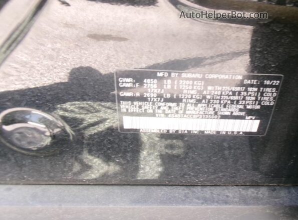 4S4BTACC8P3135002 2023 SUBARU OUTBACK  Вид наклейки з VIN-кодом