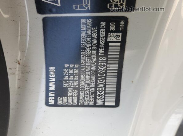 WBS33BA03NCK92918 2022 BMW M4 White Engine compartment view