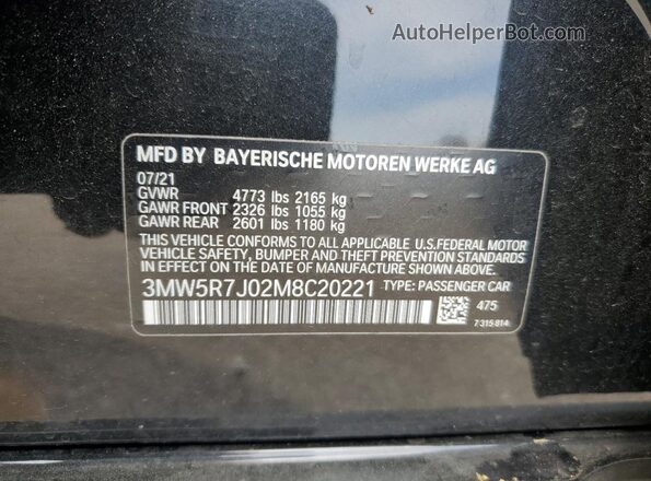 3MW5R7J02M8C20221 2021 BMW 7 SERIES Black Vista del compartimento del motor