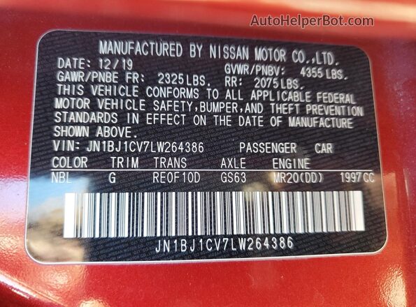 JN1BJ1CV7LW264386 2020 NISSAN ROGUE Red 