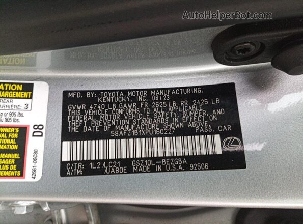 58AFZ1B1XPU160227 2023 LEXUS ES 350  