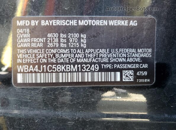WBA4J1C58KBM13249 2019 BMW 7 SERIES Black 
