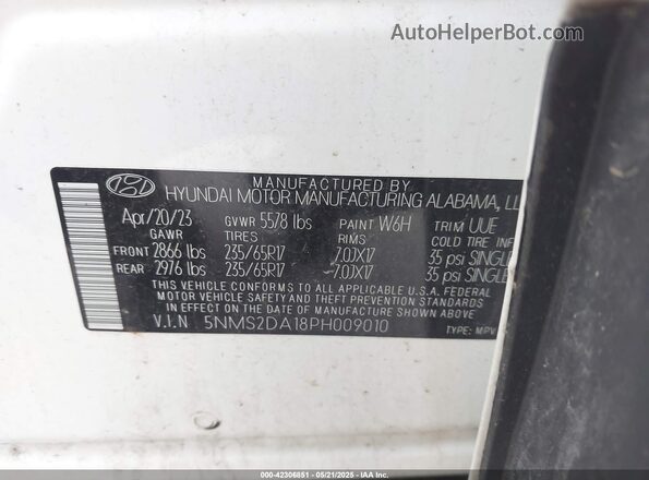 5NMS2DA18PH009010 2023 HYUNDAI SANTA FE HYBRID BLUE White Engine compartment view