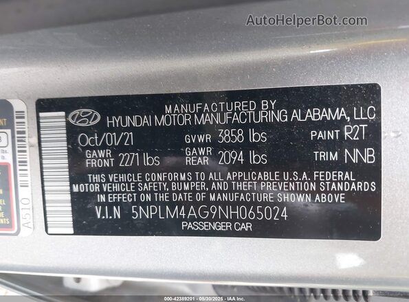 5NPLM4AG9NH065024 2022 HYUNDAI ELANTRA Gray Vista del compartimento del motor