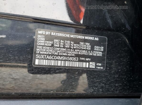 5UXTA6C04M9H58063 2021 BMW X5 Black 