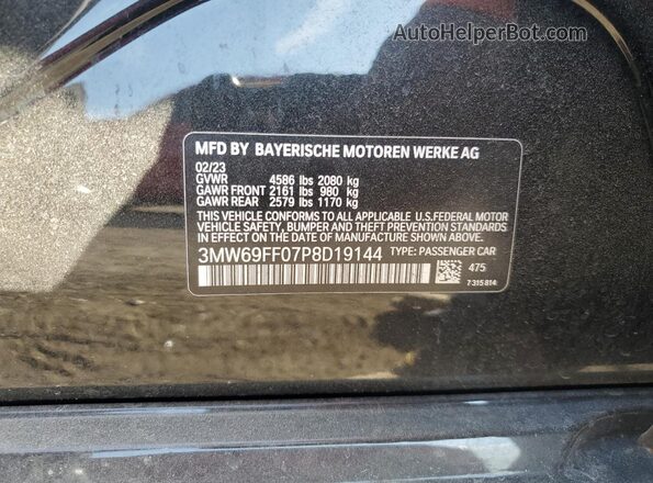 3MW69FF07P8D19144 2023 BMW 3 SERIES Черный Вид подкапотного пространства
