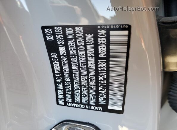 WP0AA2Y16PSA13881 2023 PORSCHE TAYCAN Gray 
