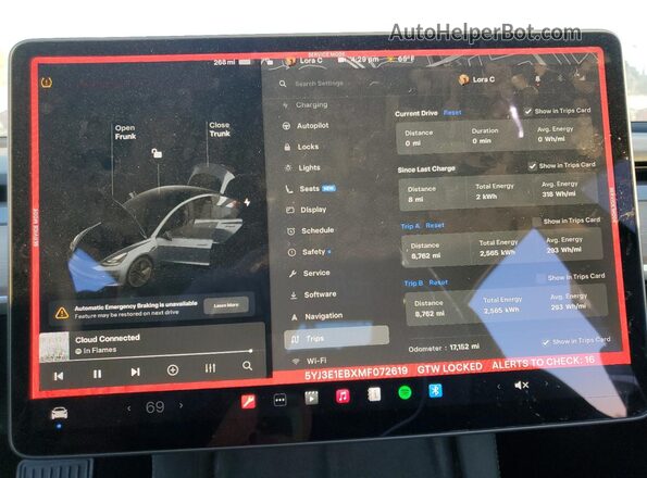5YJ3E1EBXMF072619 2021 TESLA MODEL Gray Սարքավորումների վահանակի տեսք