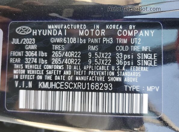 KMUHCESCXRU168293 2024 GENESIS GV80 Black VIN կոդի պիտակի տեսք
