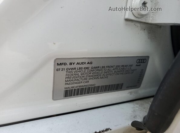 WAU8EAF85MN025943 2021 AUDI OTHER White Widok komory silnika