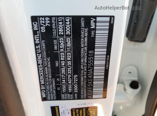4JGFF5KE4NA755518 2022 MERCEDES-BENZ GLS White 