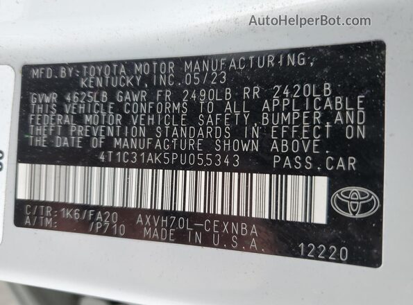 4T1C31AK5PU055343 2023 TOYOTA LE White Вид підкапотного простору