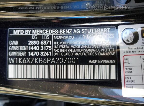 W1K6X7KB6PA207001 2023 MERCEDES-BENZ S Black 