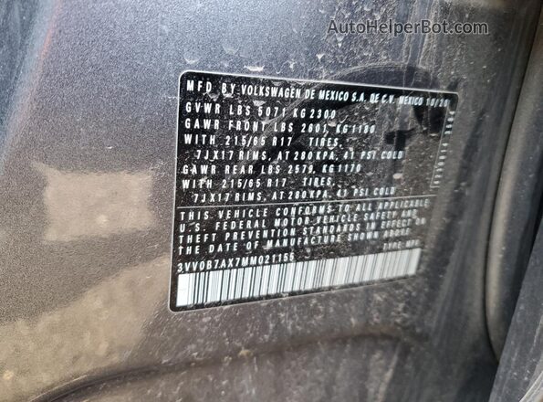 3VV0B7AX7MM021155 2021 VOLKSWAGEN TIGUAN Серый Панорамный вид салона 360°