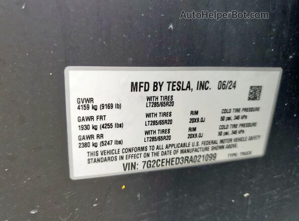 7G2CEHED3RA021099 2024 TESLA CYBERTRUCK Black 