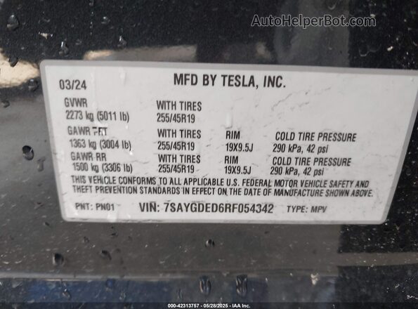 7SAYGDED6RF054342 2024 TESLA MODEL Y Gray Շարժիչի բաժամունքի տեսք