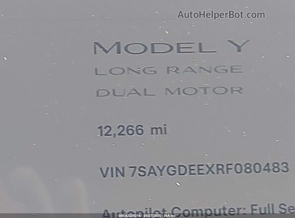 7SAYGDEEXRF080483 2024 TESLA MODEL Y Gray 