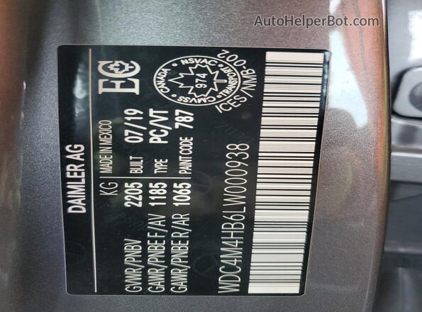 WDC4M4HB6LW000938 2020 MERCEDES-BENZ GLB-CLASS Charcoal 