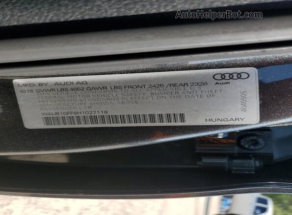 WAUB1GFF6H1027118 2017 AUDI S3 Gray Вид підкапотного простору