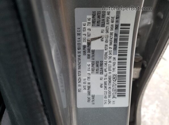 3MYDLBZV7GY142608 2016 TOYOTA SCION Silver VIN კოდის სტიკერის ხედი