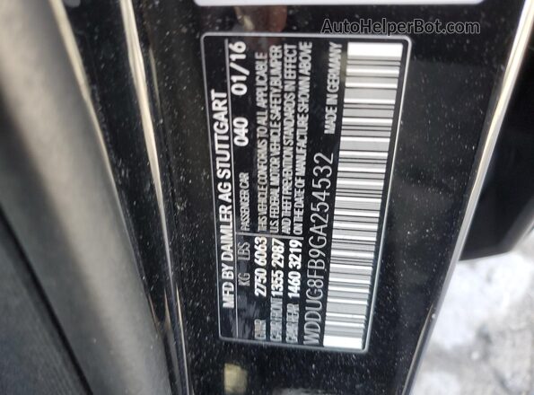 WDDUG8FB9GA254532 2016 MERCEDES-BENZ S Black VIN კოდის სტიკერის ხედი